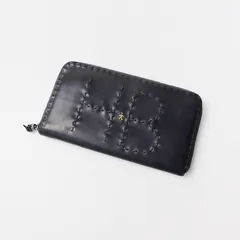 エンリーベグリン HENRY BEGUELIN オミノ刺繍 レザー ラウンドジップウォレット/ブラック 【2400013706346】のサムネイル