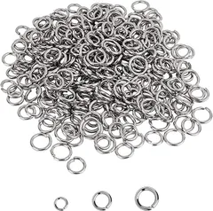 UNICRAFTALE 約300個 3種 直径8/9/10mm 丸カン ステンレス 丸環 金具キット 未溶接 丸いリング ジャンプリング 留め金 金具セット 基礎パーツ 接続パーツセット( ステンレス色-300個,  3種-8/9/10mm)