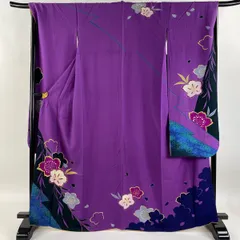 着物 振袖 中振袖 パープル 花柄 和 モダン アンティーク 正絹 着物 振袖 中振袖 パープル 花柄 和 モダン アンティーク 正絹