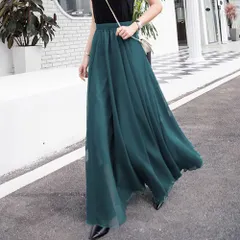 ☆ ダークブルー ☆ Mサイズ ☆ シフォンスカート ロング ウエストゴム シフォンスカート ロング レディース チュールスカート レディーススカート ロングスカート スカート フレアスカート フレア ギャザー ロング丈 マキシ ウエストゴム きれいめ