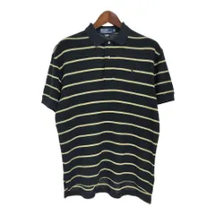 Polo by Ralph Lauren ポロ ラルフローレン ポロシャツ ワッフル地 ボーダー ブラック(メンズ M)中古 古着 T9562