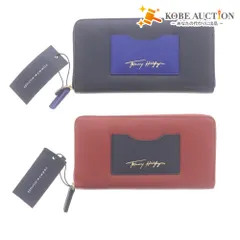 ■ トミーヒルフィガー 長財布 2点セット 財布 ウォレット ジップアラウンド レディース 赤茶 ネイビー タグ付き 新品 未使用