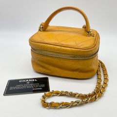 CHANEL シャネル ビコローレ マトラッセ ラムスキン オレンジ 2way バニティバッグ チェーンショルダー ゴールド金具 ヴィンテージ レア 【中古】Bランク 2_224