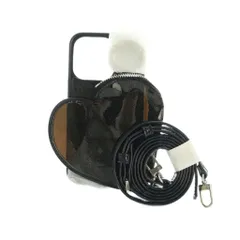 エジュー ajew iPhone14Pro用 PVC heart planet pocket case ケース スマホケース スマホショルダー 黒 /MI ■OS