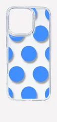 【新品未使用】iPhone16 Pro アイフォン16プロ クリア ハードケース ドット柄 水玉 (ブルー) スマホケース カバー cl-ip16pro-dotbig-02