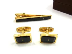 YVESSAINTLAURENT イヴサンローラン ネクタイピン カフスボタン カフリンクス アクセサリー 2点セット メンズ ブラック系 DJ2280 冠婚葬祭 結婚式 葬式
