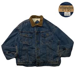 Wrangler ラングラー DenimJacket デニムジャケット 短丈 QuiltedLining 裏ボア CorduroyCollar 襟コーデュロイ ColorFading 色落ち Grunge グランジ Cotton コットン ブルー L