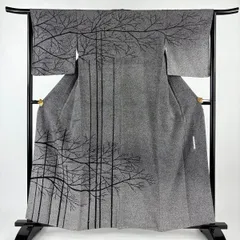 小紋　作家もの　川村久太郎　江戸小紋　角通し　くすみブルー　着物　091a p 小紋 作家もの 川村久太郎 江戸小紋 角通し くすみブルー 着物