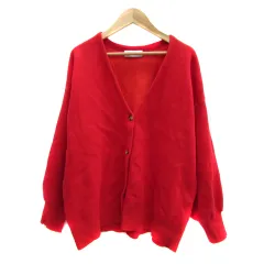 チャオパニック ティピー CIAOPANIC TYPY ニットカーディガン Vネック 無地 オーバーサイズ ONE 赤 レッド /YS25