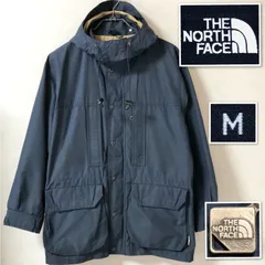 ■美品■The North Face ザノースフェイス　マウンテンパーカ　ナイロン混コットン　sizeM ネイビー×ベージュ　ドローコード　フード　フーディ　ダブルジッパー+ボタン　メンズ　ゴールドウイン製