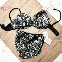 ボタニカル柄ブラジャーE65 ショーツL 2点セット　T58