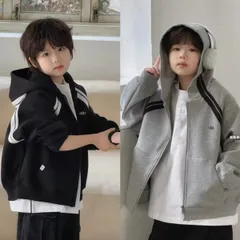 パーカー キッズ ジャケット アウター 春 秋 春服 秋服 サイドライン コート フード付き 上着 子供服 男の子 こども おしゃれ トップス ファッション 幼稚園 小学校 小学生 中学生 通学用 子ども服 KCFC030(2色100-170)のサムネイル