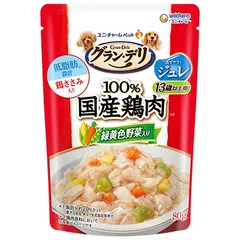 【同梱不可】【60個セット】ユニ・チャーム グラン･デリ 国産鶏ささみパウチジュレ13歳以上用緑黄色野菜入り 80gのサムネイル