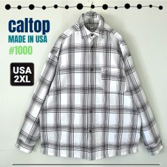 caltop キャルトップ/カルトップ★L/Sポリエステル/1000シャツ★USA製★ビッグサイズ/身幅67cm★USAメンズ2XL　　#2504A103