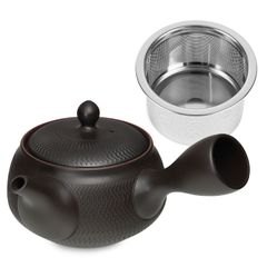 【 茶葉が詰まらない茶こし付 】きつさこ 常滑焼 雫急須 黒泥カラー/300ml