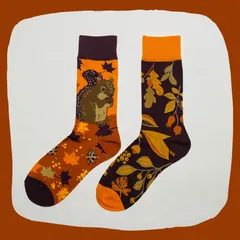 リスと森クルーソックス #169　左右非対称