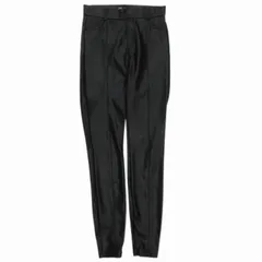 ザラ ZARA フェイクレザー レギンス パンツ スリット ジッパー 無地 ストレッチ 裏起毛 RUC80089348-4 サイズS 黒 ブラック レディース