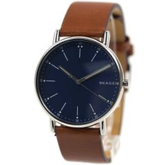 [訳ありアウトレット(ベルト)] スカーゲン 腕時計 メンズ シグネチャー レザー ブラウン ネイビー SKAGEN SIGNATUR SKW6355
