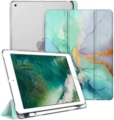【人気商品】2018 2017 ケース 9.7 ペンホルダー付き Apple Pencil 収納可能 三つ折スタンド スリープ機能 軽量 iPad 薄型 半透明 バックカバー iPad 9.7 インチ 第6世代 Fintie / 第5世代 対応 (モデル番号A