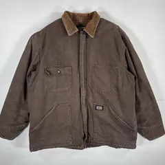 古着 ビッグスミス Big Smith ダック カバーオール ワークジャケット ワンポイント トラディショナル風 2XL  ブラウン メンズ