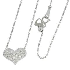 本物 タサキ TASAKI 田崎 ハート モチーフ ダイヤモンド 0.52ct K18 WG ネックレス ホワイトゴールド アクセサリー ジュエリー 中古 【フォロー割】
