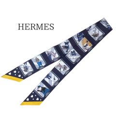 美品】エルメス スカーフ ツイリー トランプ柄 シルク パープル 10M27