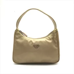 良品 PRADA プラダ 三角ロゴ プレート テスート ナイロン ハンド バッグ ベージュ ブランド 鞄 かばん レディース k5494