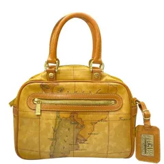 PRIMA CLASSE ALVIERO MARTINI プリマクラッセ 2way ハンドバッグ ショルダーバッグ 手持ち鞄 肩掛け 地図柄 PVC キャメル