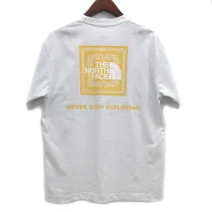 ザノースフェイス THE NORTH FACE バンダナ スクエア ロゴ Tシャツ カットソー 半袖 Bandana Square Logo NT32446 ホワイト イエロー 白 黄 M