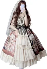 Lady Lazy レディレイジー ロリータ JSK ドレス コスプレ ワンピース クラロリ ロリータ服 ひざ丈 フリーサイズ(ベージュ,  Free Size)