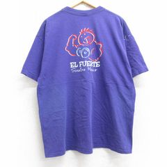 XL/古着 半袖 ビンテージ Tシャツ メンズ 00s エルフォンテ 筋肉 大きいサイズ コットン クルーネック 紫 パープル 25aug28 中古