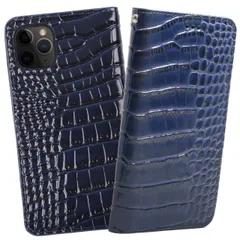 ReZuell. スマホケース クロコダイル 牛革 手帳型 レザー ケース iphone11pro MAX ブルー [ブルー] [iphone11pro MAX]
