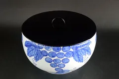 茶道具　森岡嘉祥作　呉須葡萄絵水指　於中国景徳鎮