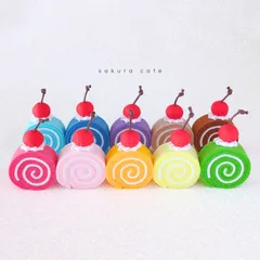 【単品販売】カラフルミニロールケーキ＊さくらんぼのせ＊フェルト