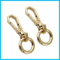 【速発送】ナスカン キーホルダー 二重リング 2個セット ワンタッチキーホルダー金具 丸型回転フック 丸カン 手作り キーホルダーパーツ クセサリーパーツ 手芸用品 材料 ゴールド