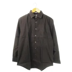 ポールスミス PAUL SMITH ワイシャツ Yシャツ レギュラー 長袖 コットン ツヤ感 市松模様 チェック XL 焦げ茶 ダークブラウン /CK21 ■GY12