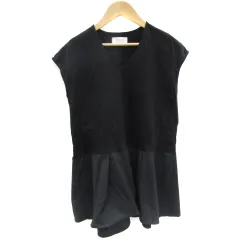 オペークドットクリップ OPAQUE.CLIP カットソー フレンチスリーブ 切替 38 M ブラック 黒 /YM18