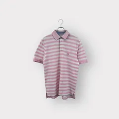 人気   Brooks Brothers ブルックスブラザーズ 半袖ポロシャツ  ボーダー ピンク系  鹿の子 刺繍  メンズ サイズ S  ネ 衣類B