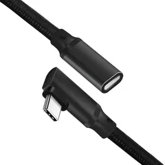 【特売】USB Type C 延長ケーブル L字型 (2m ブラック) LpoieJun USB 3.2 Gen2(20Gbps) 高速データ通信/ 4K@60Hz映像出力/240W PD急速充電 USB C タイプc 延長コード デスクトップパソコン/スマ