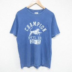 L/古着 チャンピオン champion 半袖 ブランド Tシャツ メンズ PHYS コットン クルーネック 薄紺 ネイビー 霜降り 25jun06 中古