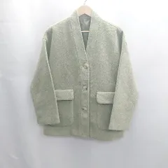 ◇ ⊇ select MOCA セレクトモカ Vネック オーバーシルエット 長袖 コート サイズフリー グリーン レディース E  【1501160045348】