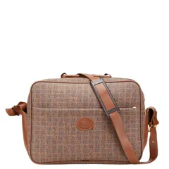 バーバリー ロゴ ハンドバッグ ショルダーバッグ ブラウン ブルー キャンバス レザー レディース BURBERRY【1-0216899】