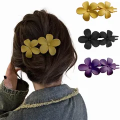 AUTAKI ヘアクリップ 3個セット 花形ヘアクリップ 髪留め マット 花モチーフ ヘアクリップ しっかりとまる 髪留め クリップ 大きめ レディース ヘアアクセサリー シンプル おしゃれ 韓国風 可愛い エレガント ヘアアクセサリー 普段使い 職場 仕事