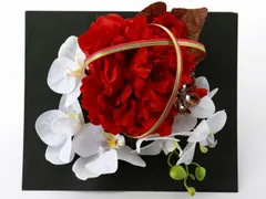 振袖用 和装用 髪飾り ヘアアクセサリー 2点セット コームタイプ 胡蝶蘭 レッド系  kk-633 