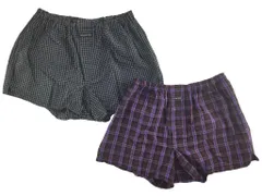 メンズインナー トランクス 綿100% 前開きボタンなしタイプ 色違い2枚組 LL エンジ・チャコール