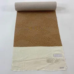 反物 秀品 小紋 花唐草 草花 薄茶色 正絹 【中古】
