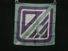 ■美品■ ChristianDior クリスチャンディオール ハンカチーフ ポケットチーフ スカーフ レディース グリーン系×パープル系 DI9849