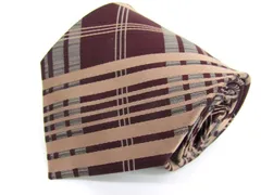 クリツィア ブランドネクタイ チェック柄 シルク メンズ ワインレッド KRIZIA 【中古】