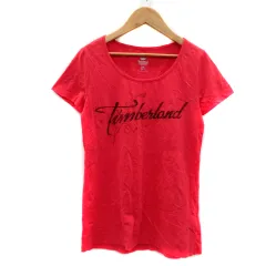 ティンバーランド Timberland Tシャツ カットソー 半袖 ラウンドネック ロゴプリント M 赤 レッド 黒 ブラック /YS25のサムネイル
