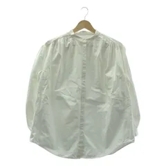 JIL SANDER / ジルサンダー | コットン バンドカラー ギャザー パフスリーブ ブラウス | 32 | ホワイト | レディース